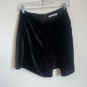 Black Velvet Reformation Mini Skirt with Slit